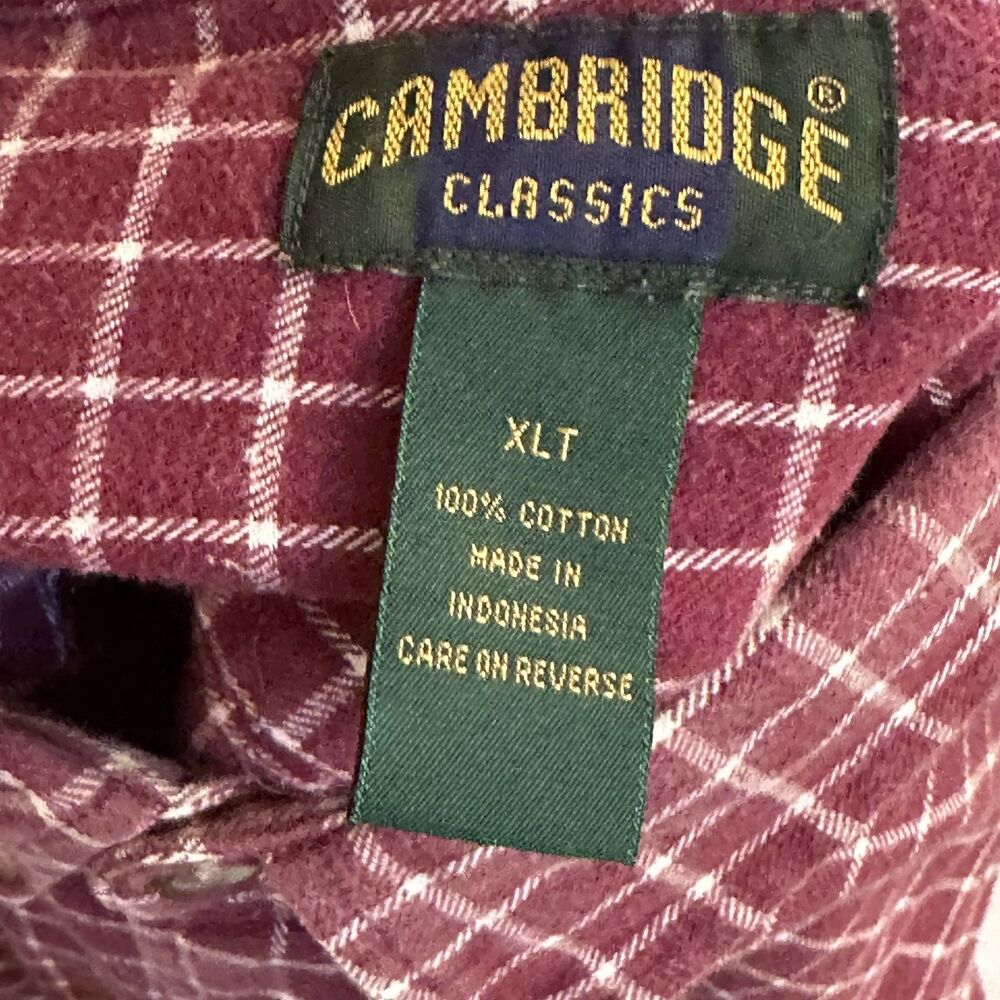 Y2K Cambridge Classics Burgundy Plaid Shirt XL
